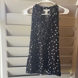 Black Sleeveless Top with White Polka Dots